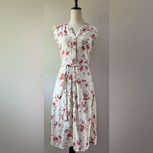 Monteau Floral Midi Dress - White and Pink